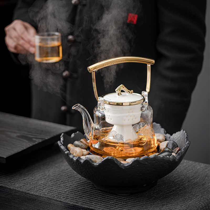 电陶炉煮茶家用煮茶器蒸茶玻璃提梁壶款烧水煮茶炉水晶电热炉泡茶