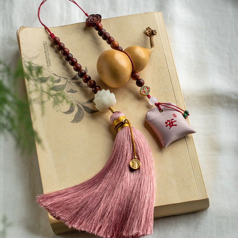 天然葫芦高档汽车后视镜挂件菩提莲花香囊福袋平安车载装饰品礼物