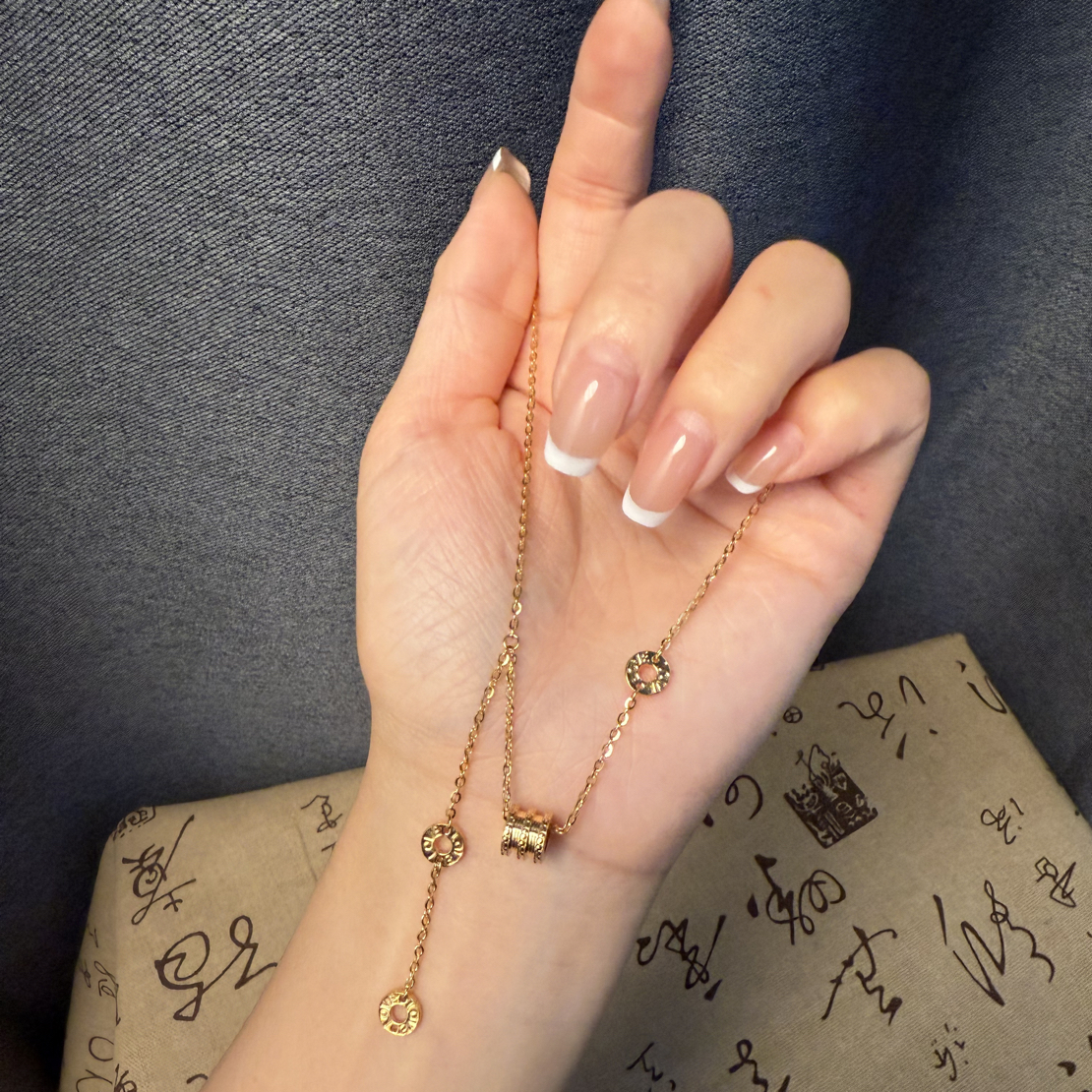 坠链均足银 足银镀金  小蛮腰套链 时尚百搭气质