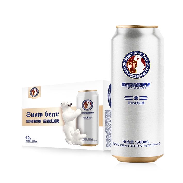 雪熊精酿雪熊精酿全麦纯麦芽发酵清爽白啤啤酒