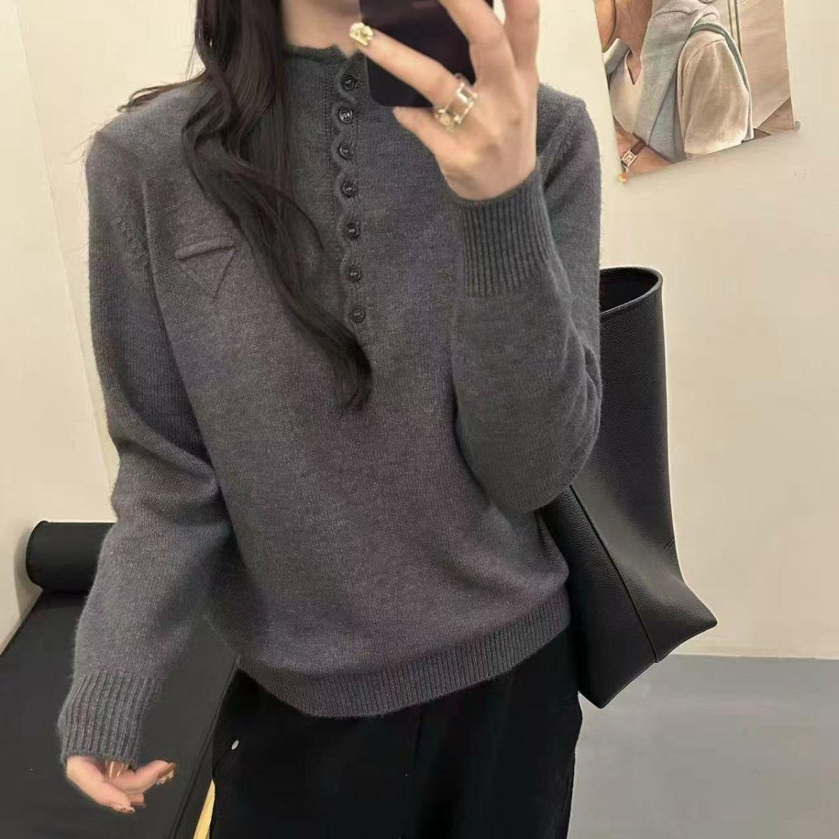 毛衣女打底衫2025秋冬新款时尚洋气宽松立领针织衫极简风上衣套头