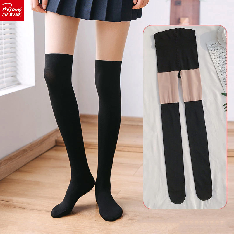 春夏季拼接丝袜假大腿过膝连裤袜女光腿神器连脚小腿三合一打底裤