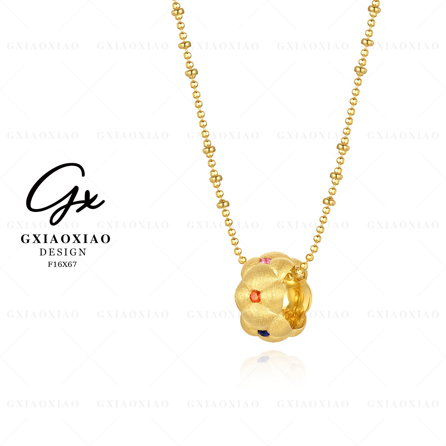 G XIAOXIAO 925银 镀K金 【七彩菱格】时尚高级感项链 F16X67