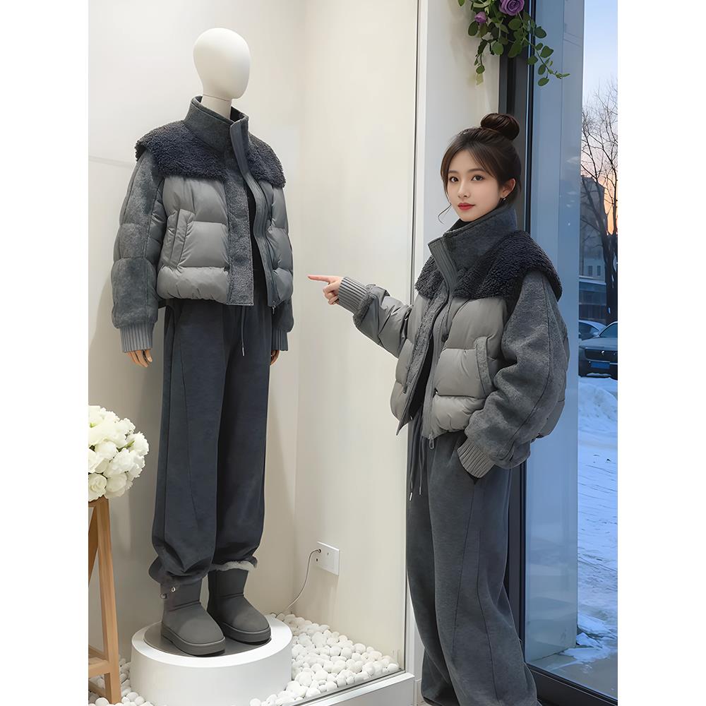 极寒断码羽绒小个子设计感立领羽绒女款2025冬季新款拼接面包洋气