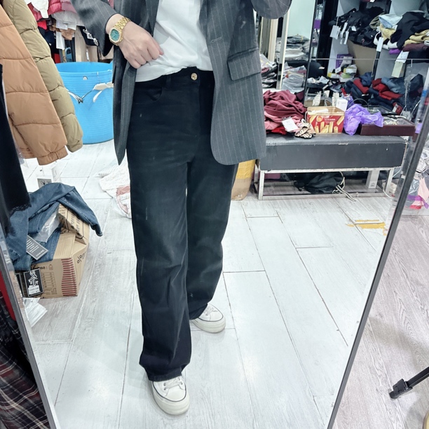 韩版小直筒超好穿弹力牛仔裤18679品