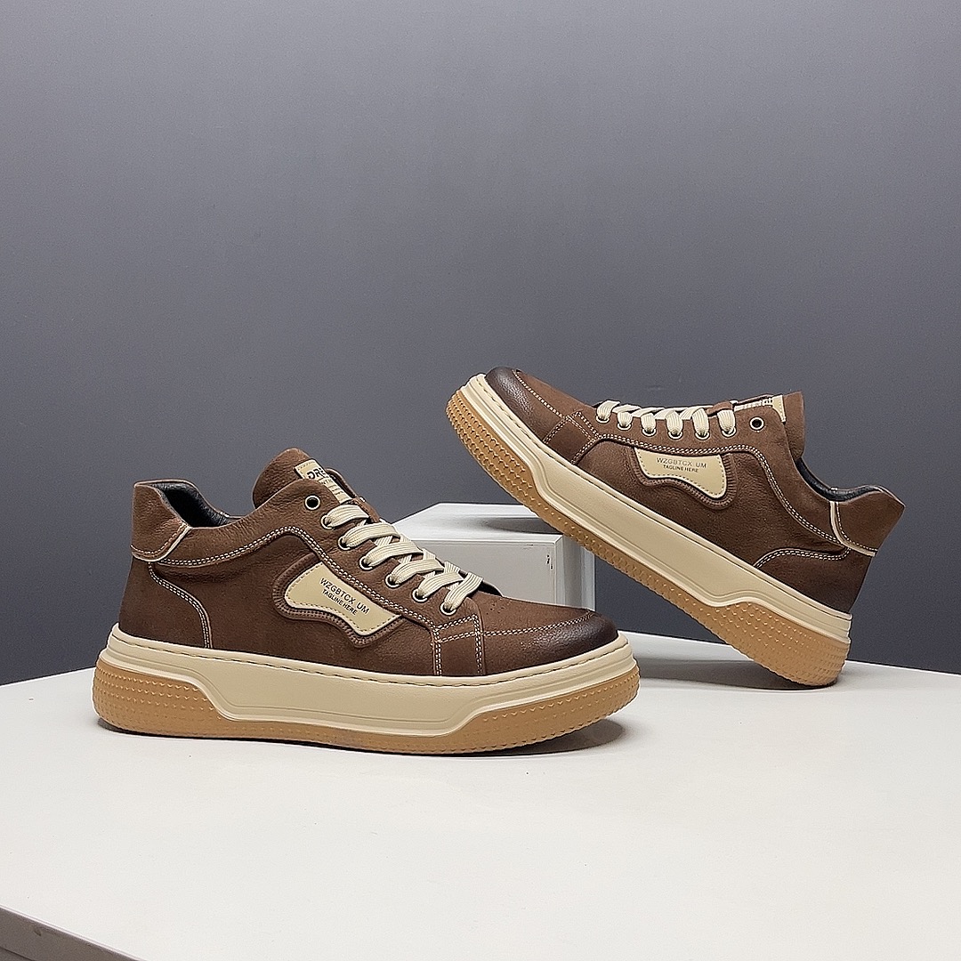 25新款冬季加绒男士中帮潮流休闲鞋真皮厚底板鞋透气秋季新款男鞋