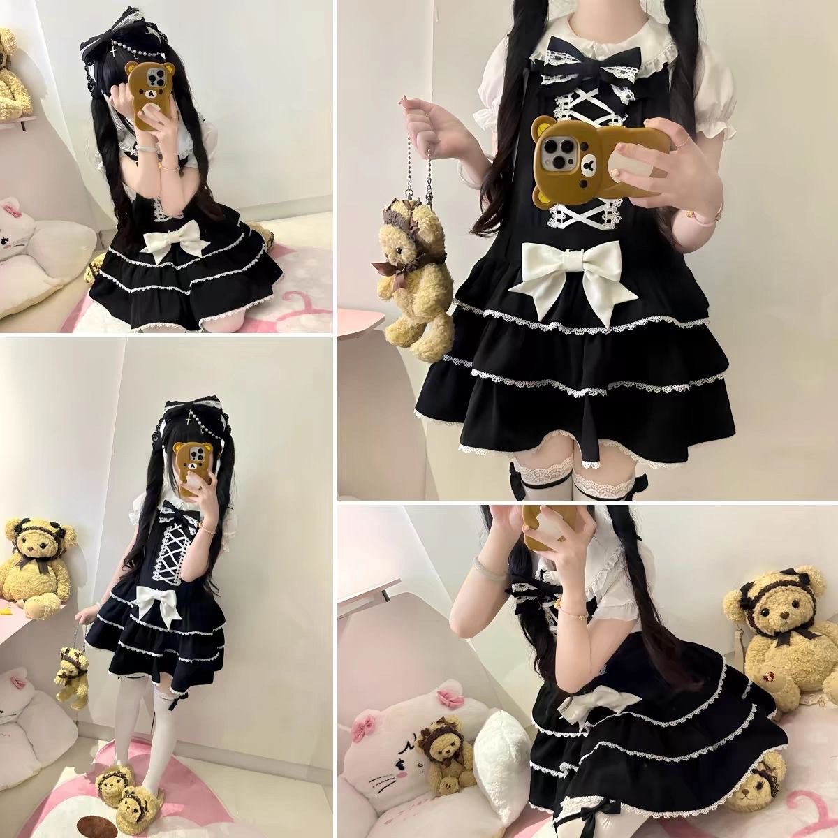 【To Alice】熊之原创lolita古早昭和蛋糕三层裙摆背带裙衬衫套装