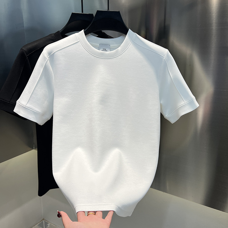 2025春秋冬男士简约净版圆领T恤潮流纯色半袖打底经典时尚男装