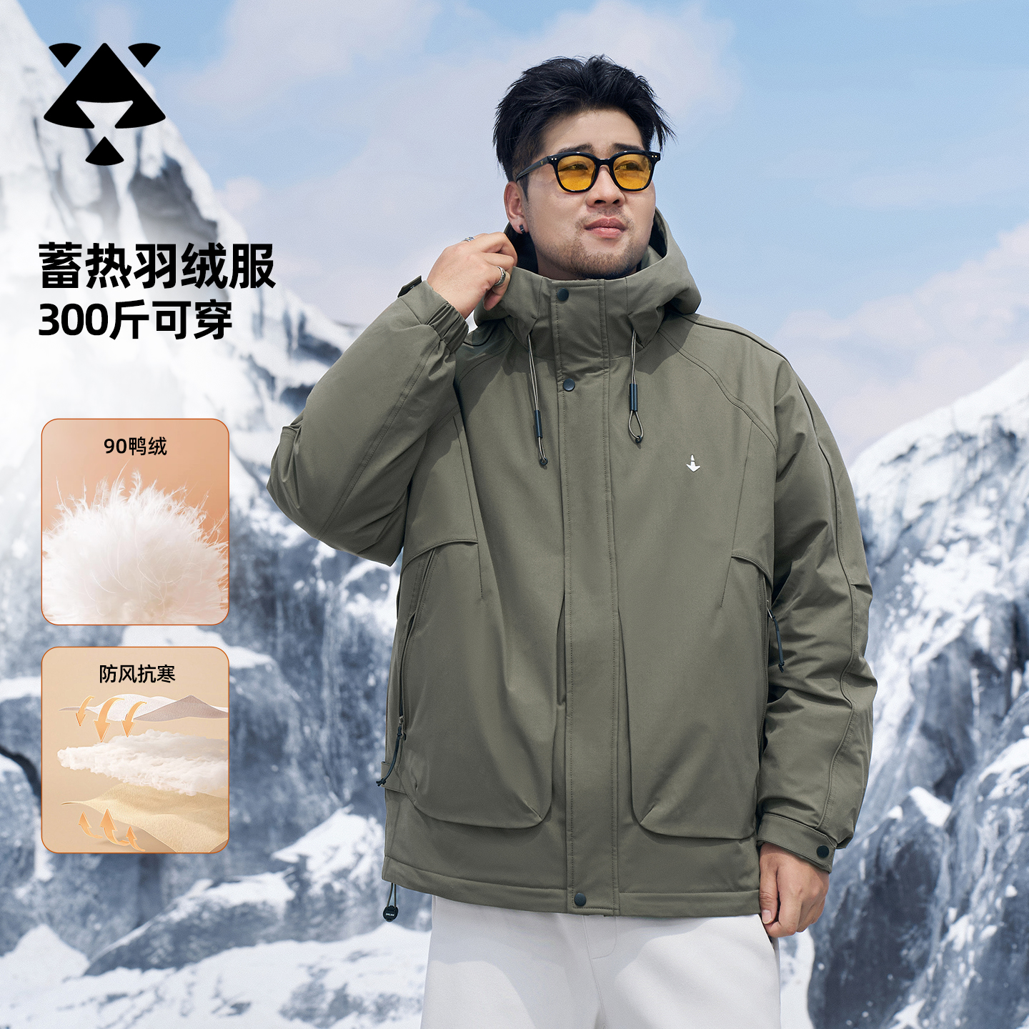 【御寒90鸭绒】森老板大码男装男士冬季防风保暖连帽厚款羽绒服男款