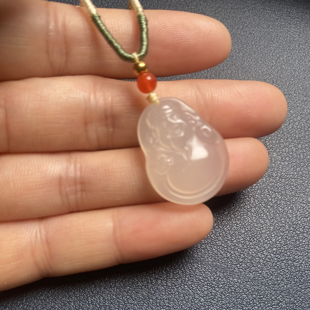 天然玉石玛瑙财神吊坠男女通带