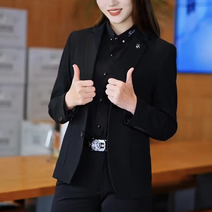 2025春秋新款男士百搭休闲时尚两粒扣修身长袖单件西服681/6311