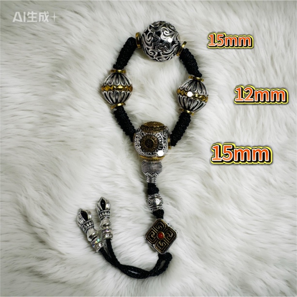 文配饰【福运】套装云纹顶珠三通套装手持串108金刚猴头星月橄榄核