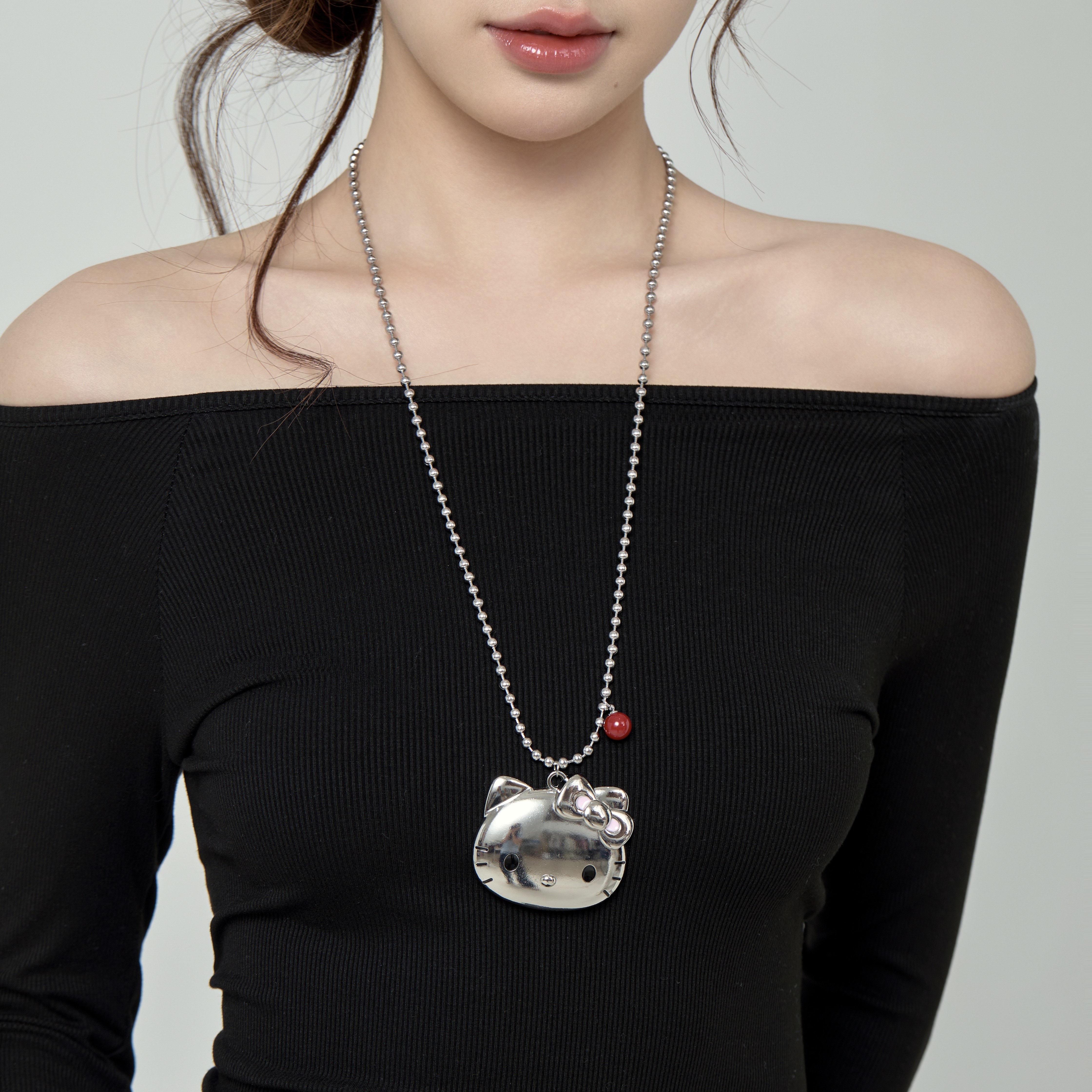 铜合金项链 项链原创设计KT猫吊坠甜酷毛衣链卡通古早涩谷配饰女