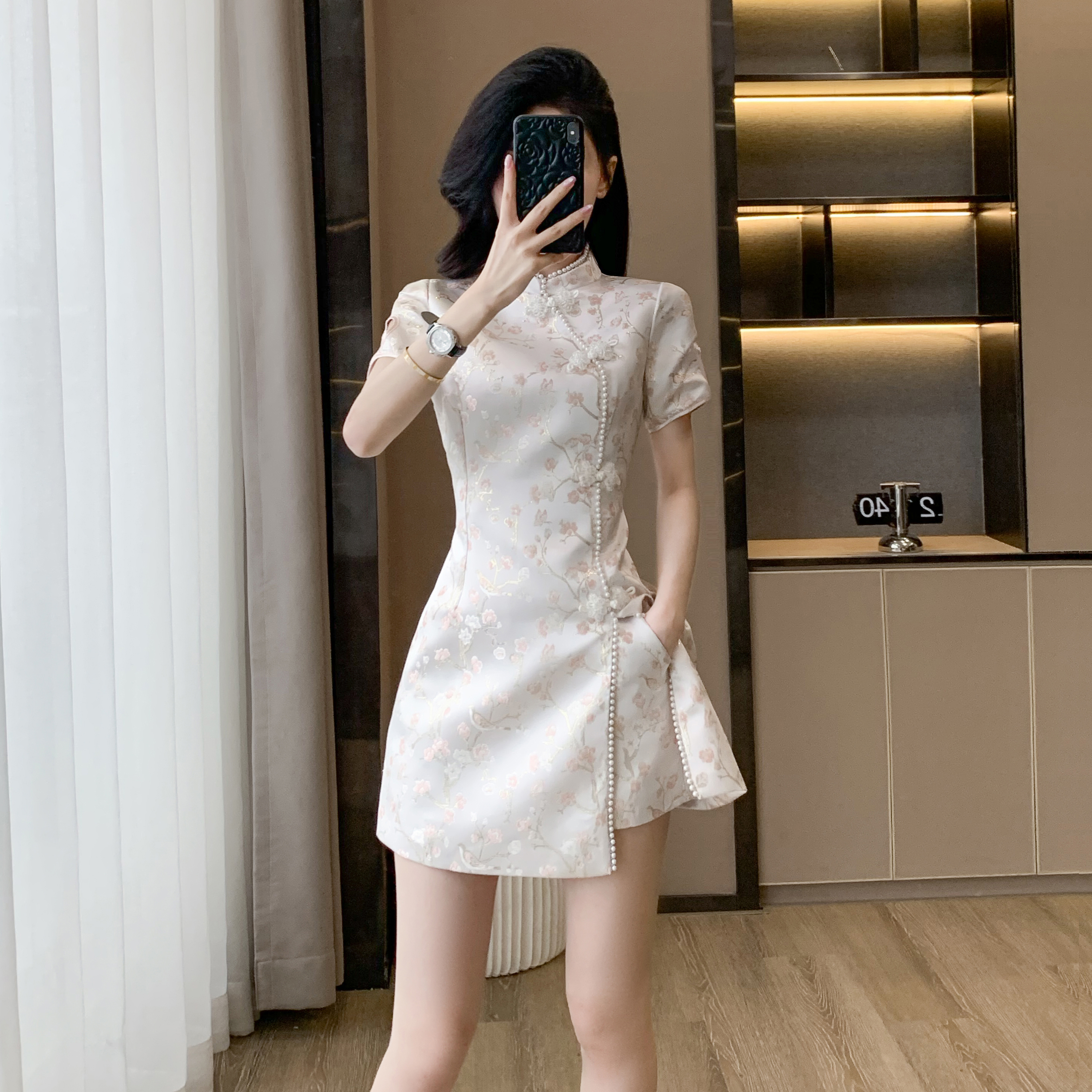 夏季新中式改良旗袍套装女小个子高级感中国风复古气质短裤两件套