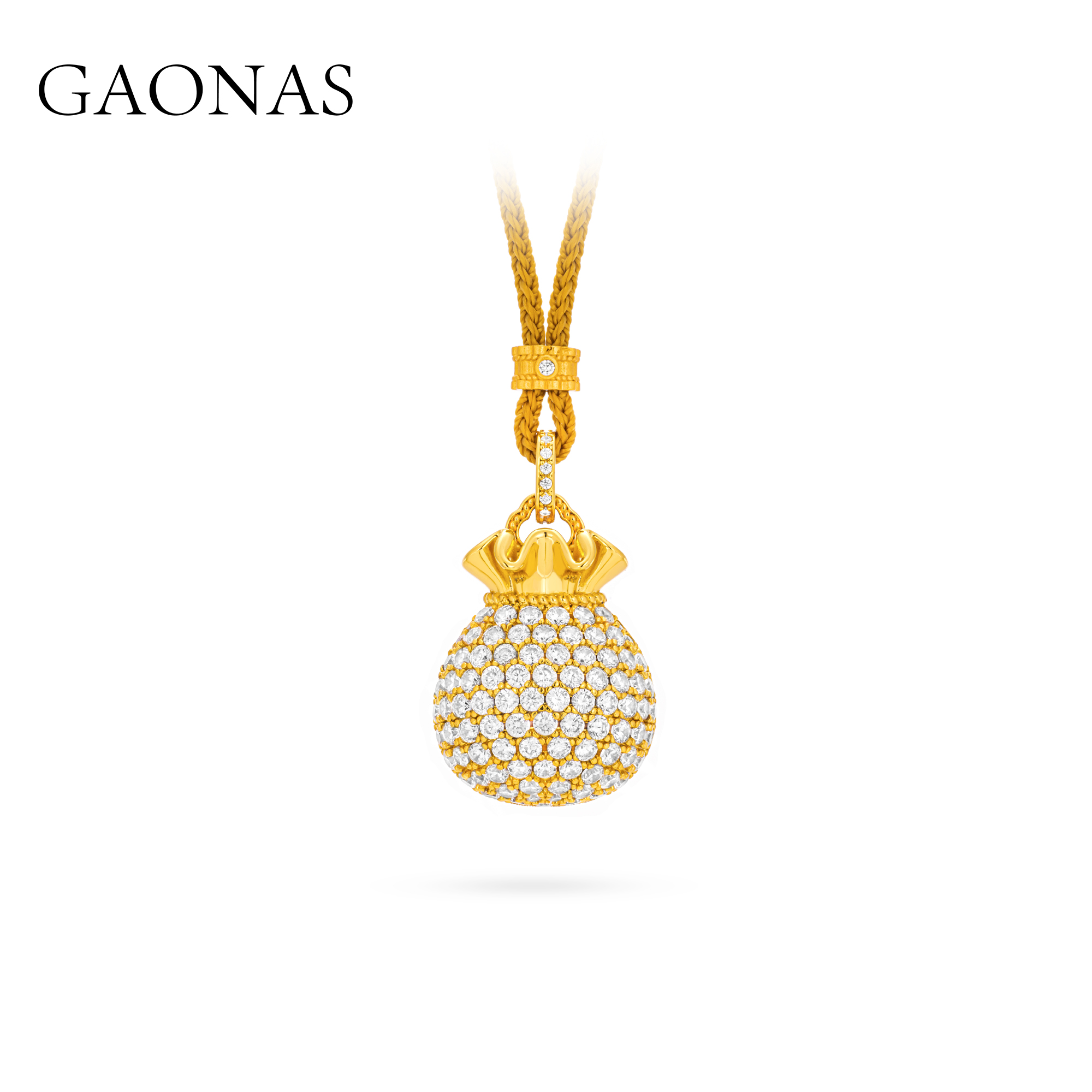 GAONAS 镀K金合成锆石项链 福气满满金色钱袋子项链11538XGO