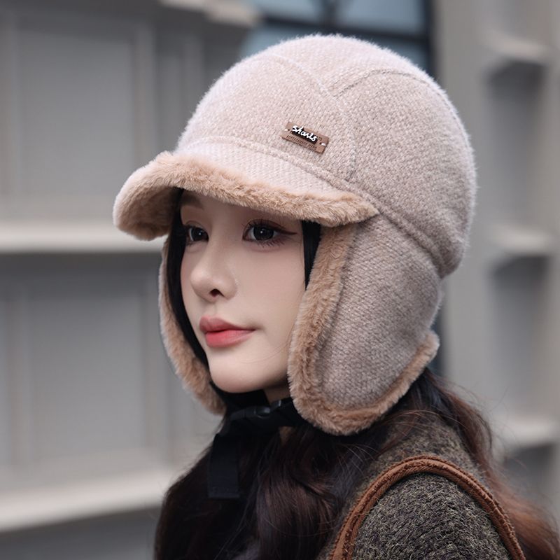 韩版冬季保暖帽子女新款户外骑车防寒护耳雷锋帽加绒加厚鸭舌帽LU