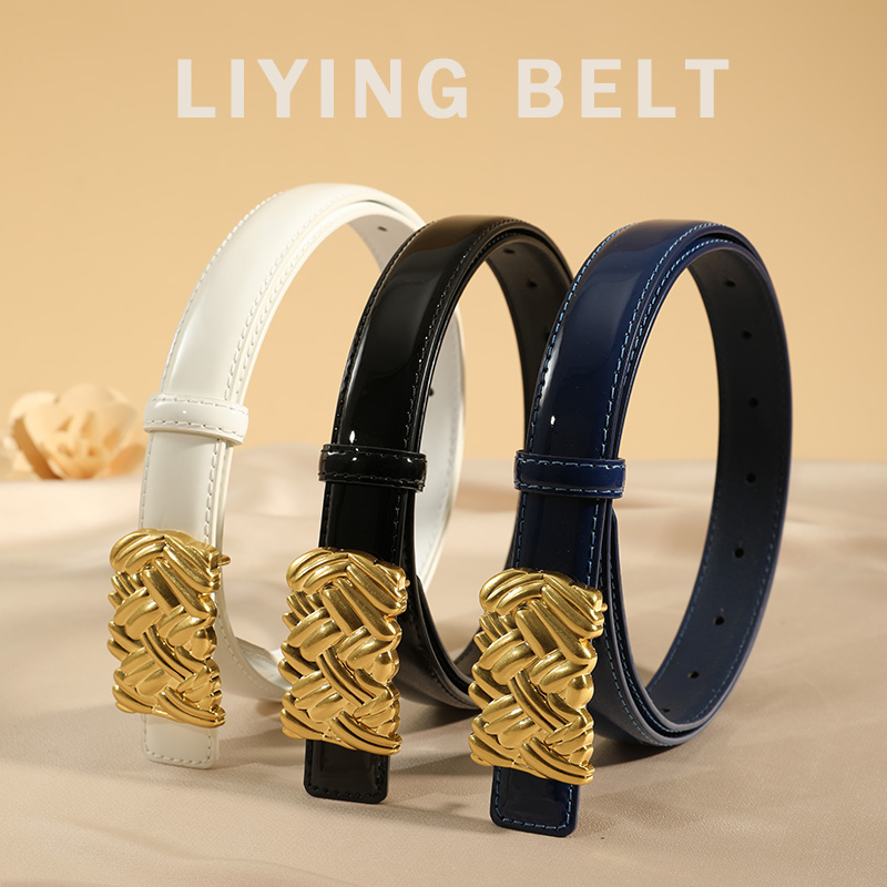 亮面漆皮牛皮真皮女士皮带夏季新款网红爆款配牛仔裤裙子黑色腰带