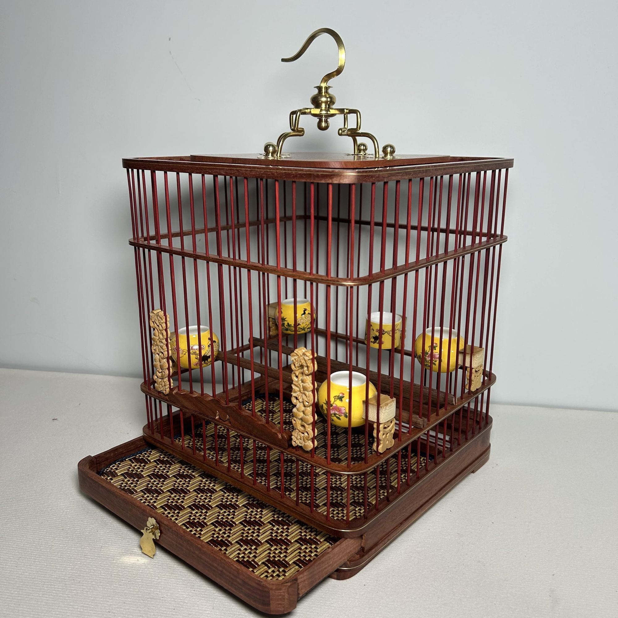 精品红木画眉鸟笼长宽26高度30玉鸟绣眼靛颏麻料红子贝子专用笼