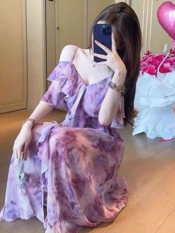 严选●晚樱HGX5LYQ2195A连衣裙预设计感夏季日常少女感双穿款