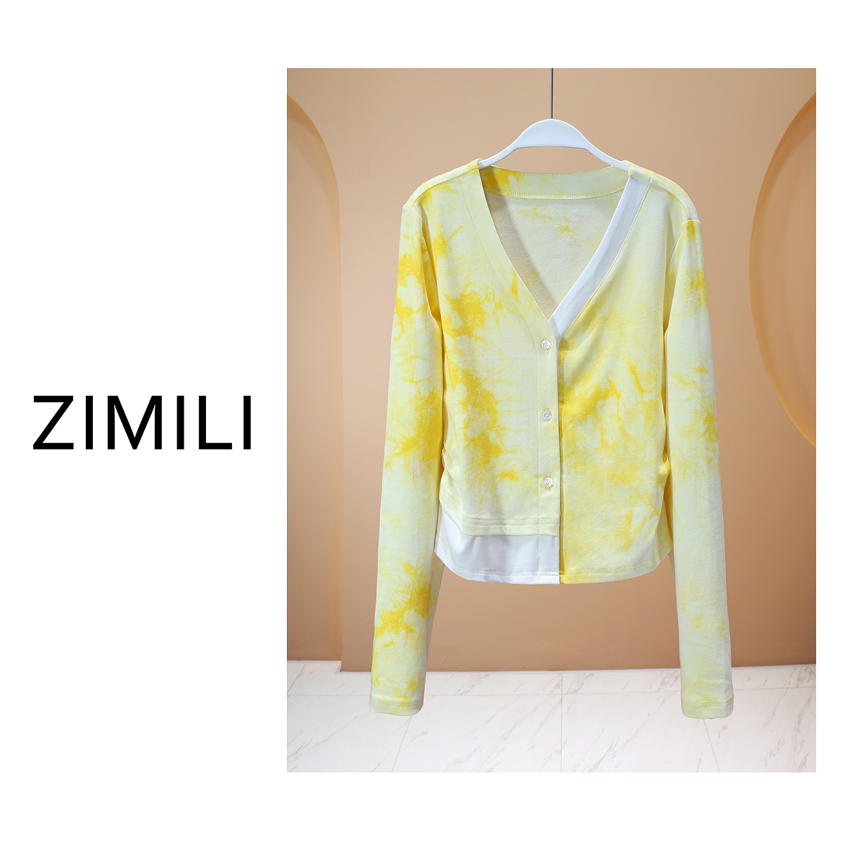 【亮哥女装】2025夏《明亮与温暖》轻薄鹅黄色晕染拼接小外套7365-E9