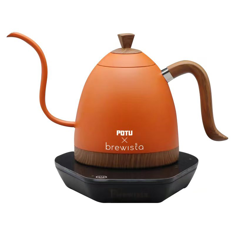 官方直营potu联名brewista手冲壶推出限量色心想事橙咖啡温控壶