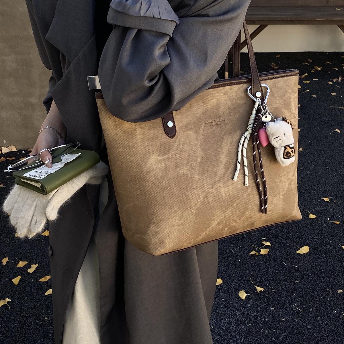 都市简约托特包美式复古风腋下女士大容量单肩包手提包时尚百搭