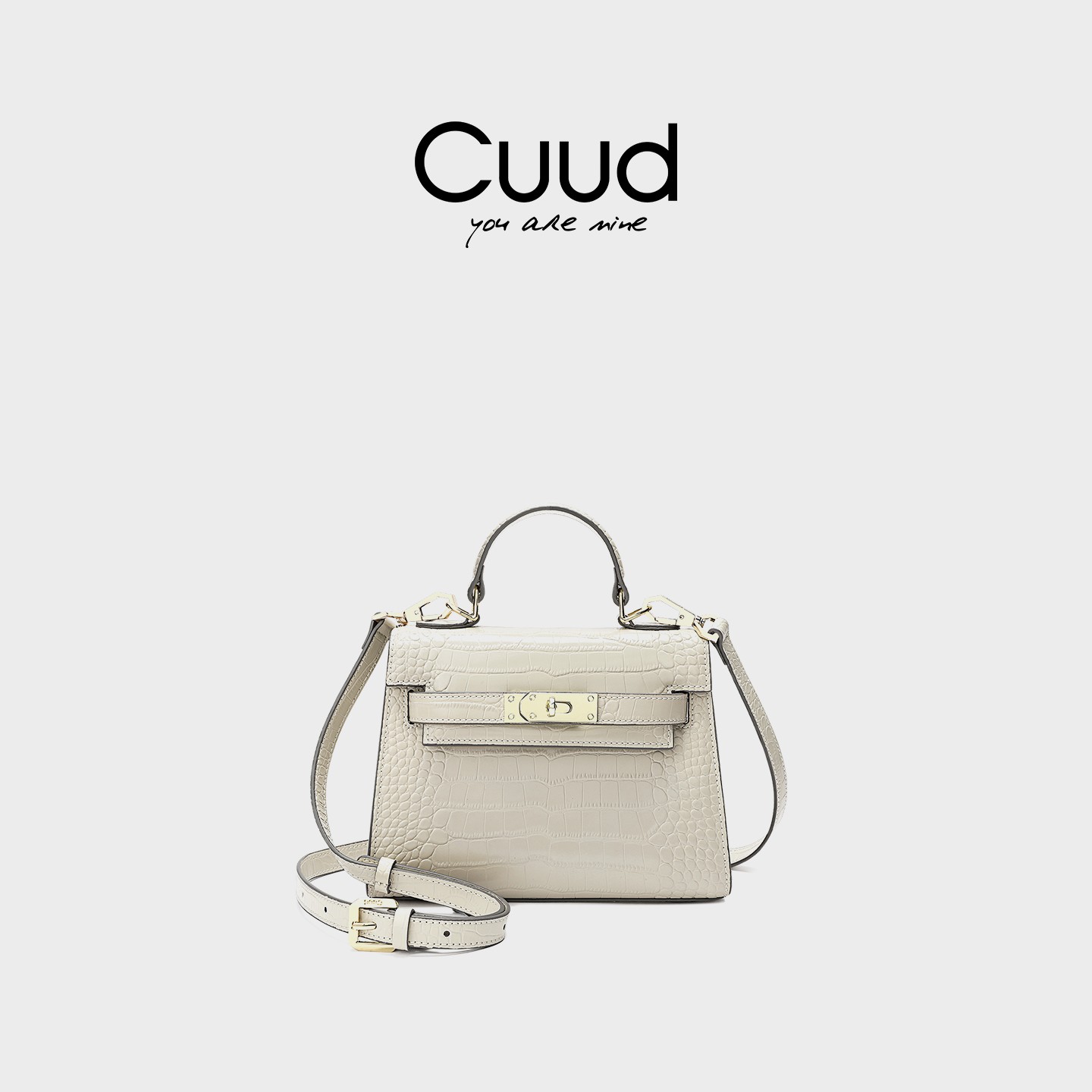 【专柜】Cuud2025新款女包时尚凯莉包真皮鳄鱼纹百搭大容量斜挎包