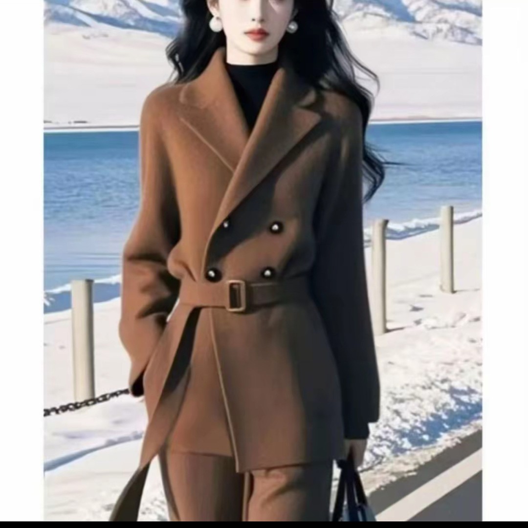 2025秋冬季高级气质新款女装香风毛呢外套阔腿裤两件套