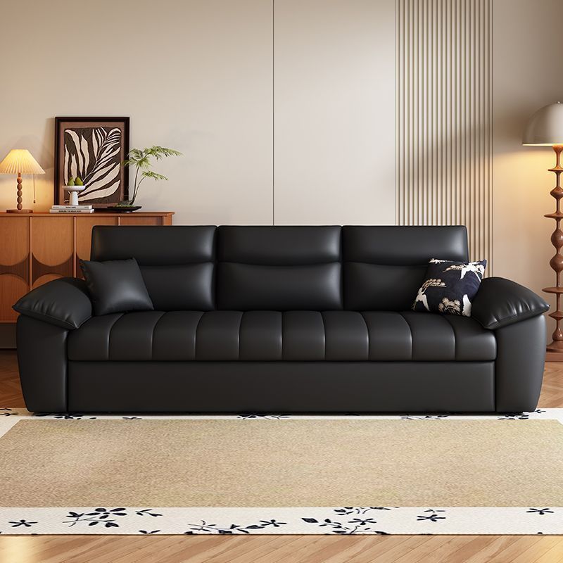 钢琴键猫抓皮沙发床一体两用多功能可储物可折叠客厅书房沙发床