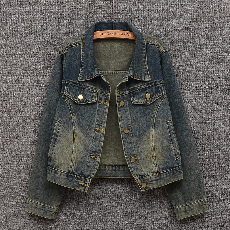 新品美式复古牛仔外套女2025秋季新款洋气百搭牛仔服设计感上衣潮
