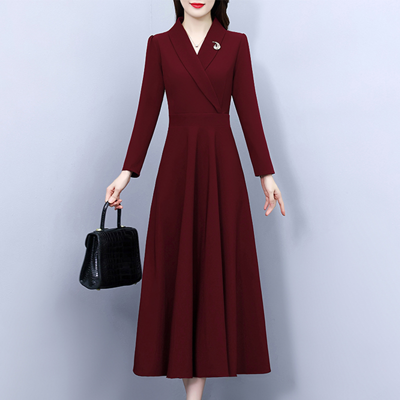 复古简约连衣裙女高级感显瘦2025年秋季新款气质减龄长裙子简约