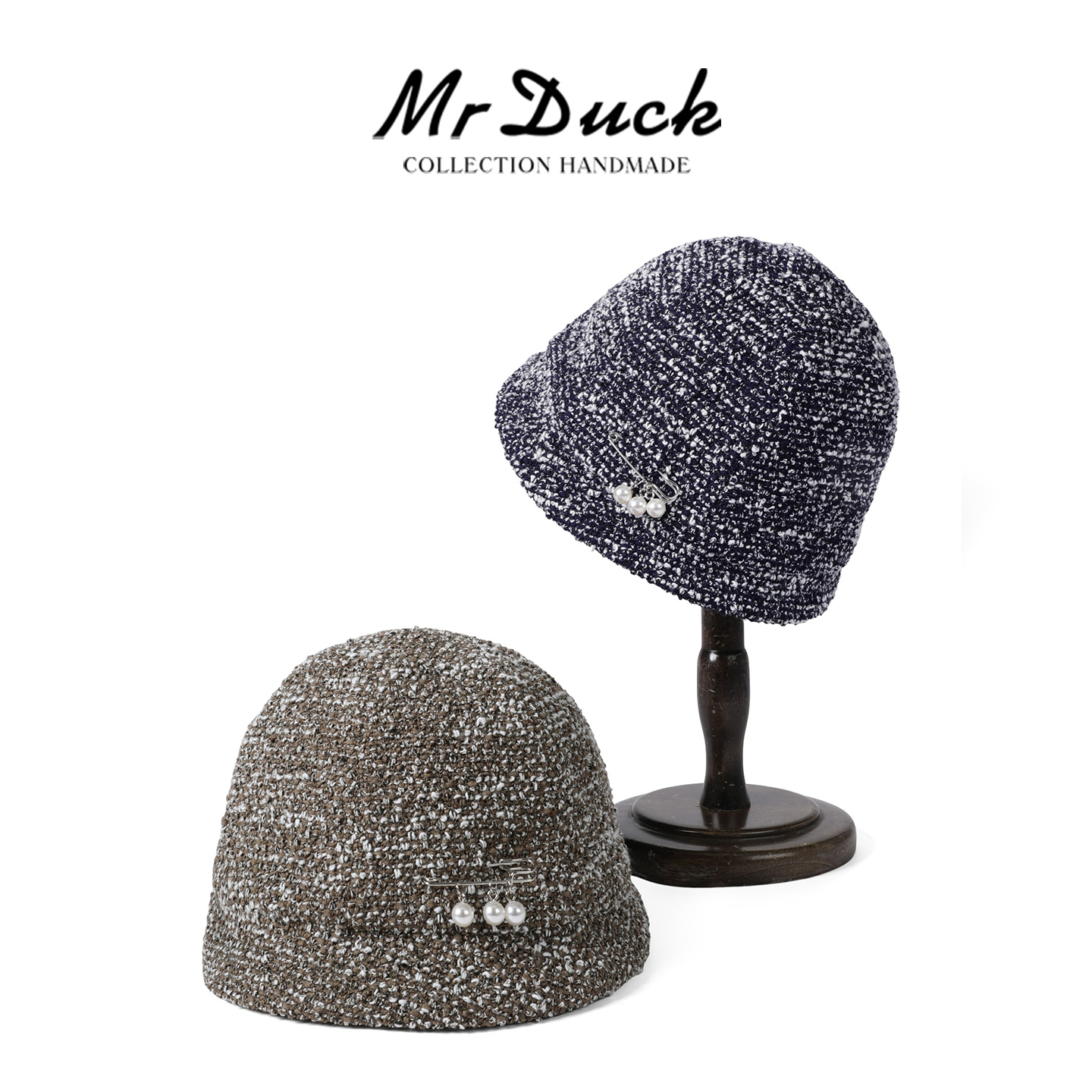 Mr DUCK爱琴海 小香风日本慵懒风春秋新款钟型水桶帽女显脸小盆帽