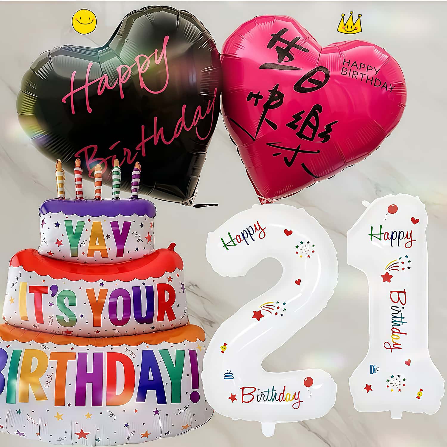 生日气球三层蛋糕女孩男孩生日布置爱心气球数字生日派对布置装扮