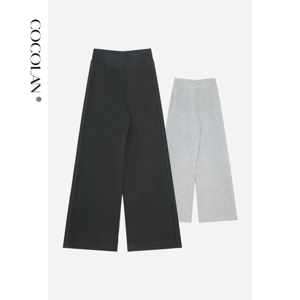 COCOLAN【超模裤】秋季新款绵羊毛桑蚕丝中筒裤女休闲裤CL6K7067