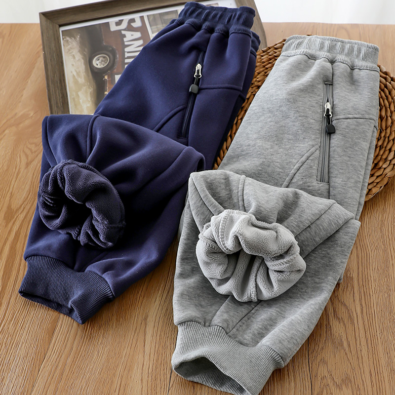 男童加绒裤子2025新款儿童长裤秋冬装中大童休闲裤男孩一体绒卫裤