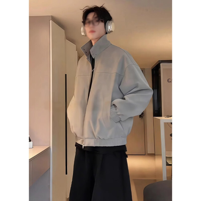 cleanfit晕染皮衣外套男款春秋美式复古飞行员夹克立领短款机车服