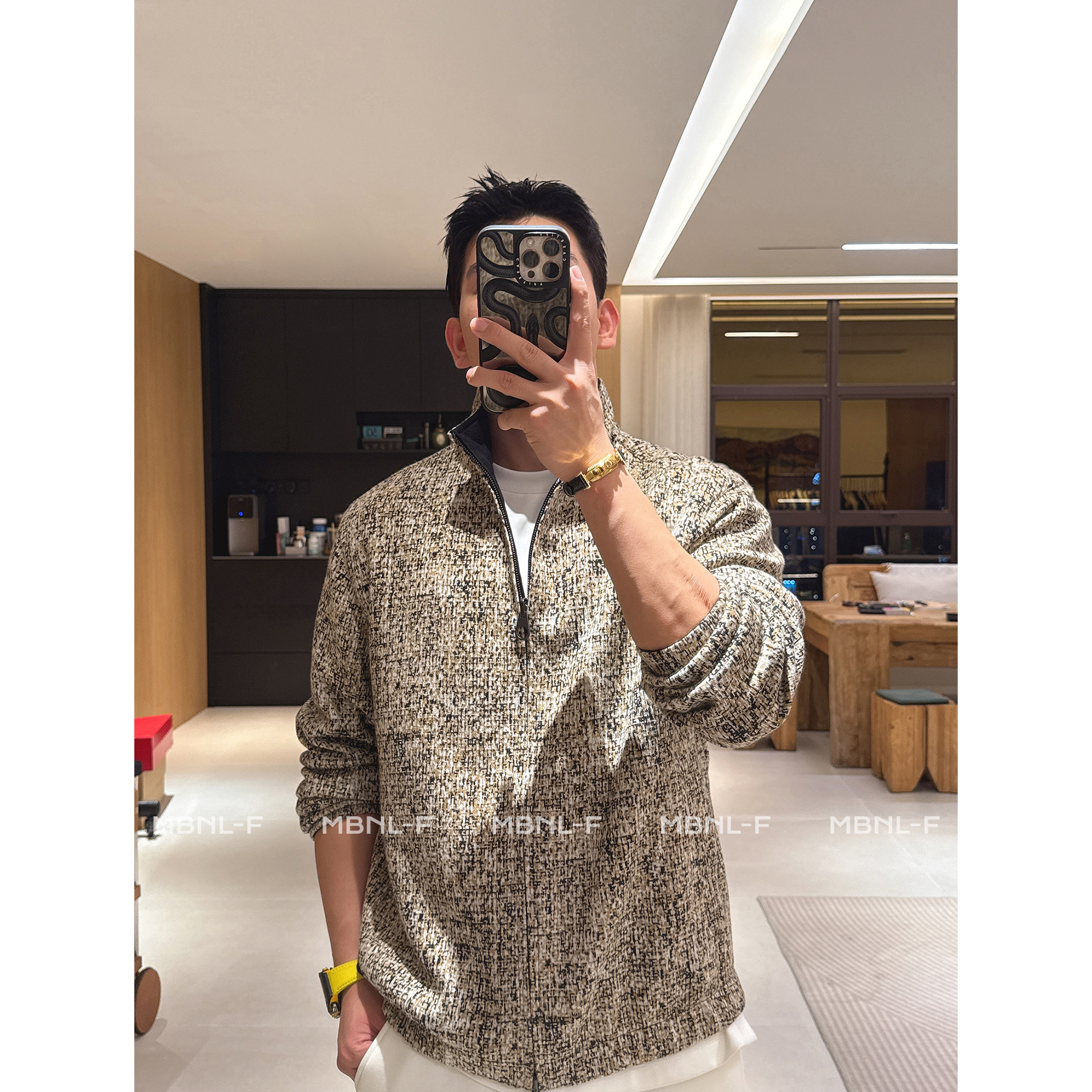 MBNL-F「LP.像素」南海云男装羊绒蚕丝羊毛双面穿夹克LL-WWT0043