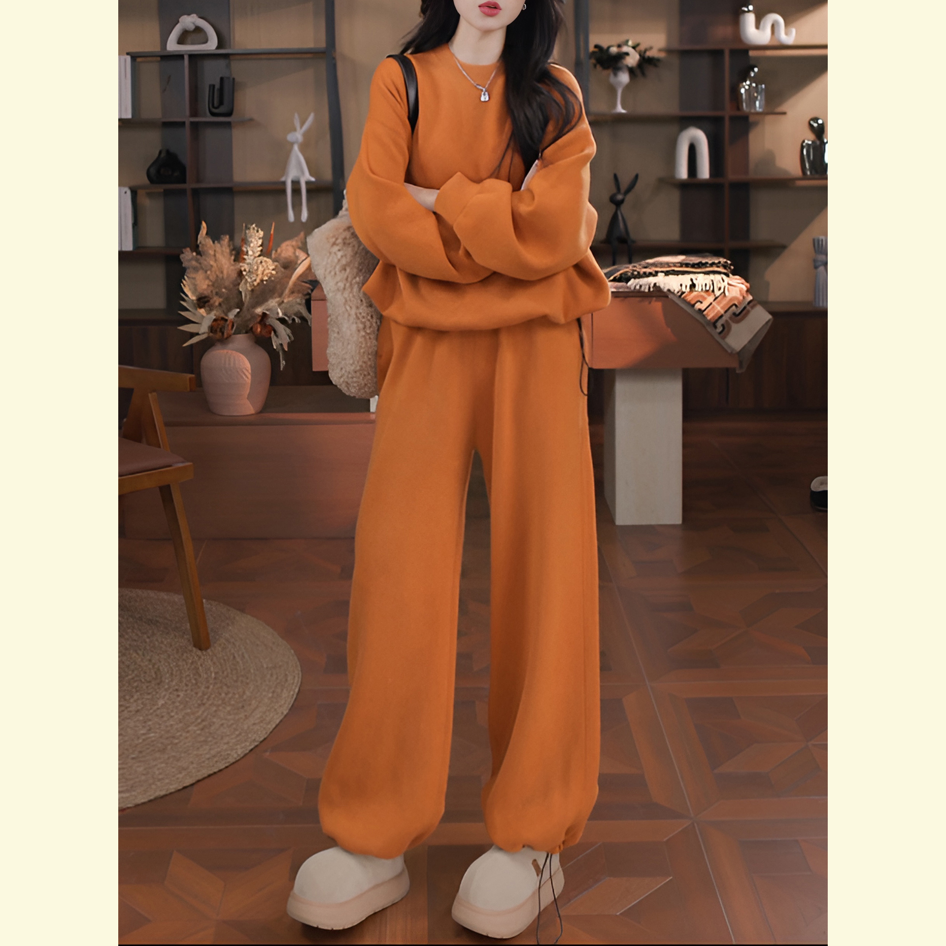 冬季炸街一整套女装韩版时尚气质卫衣长裤2025新款洋气百搭两件套