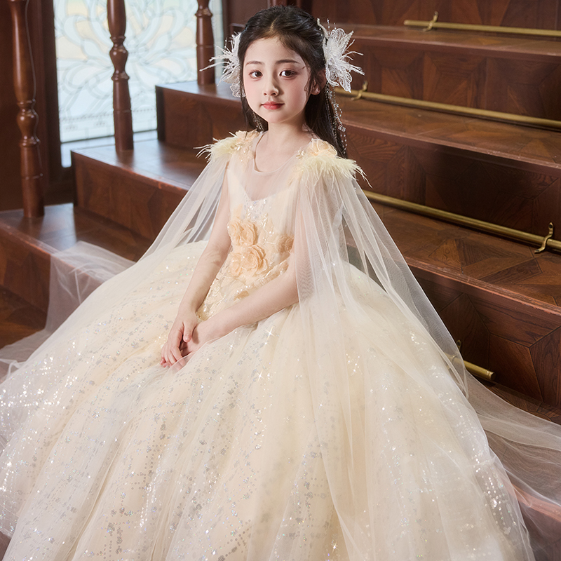 儿童礼服女童夏季演出服2025新款公主裙花童婚礼小女孩高端裙子夏