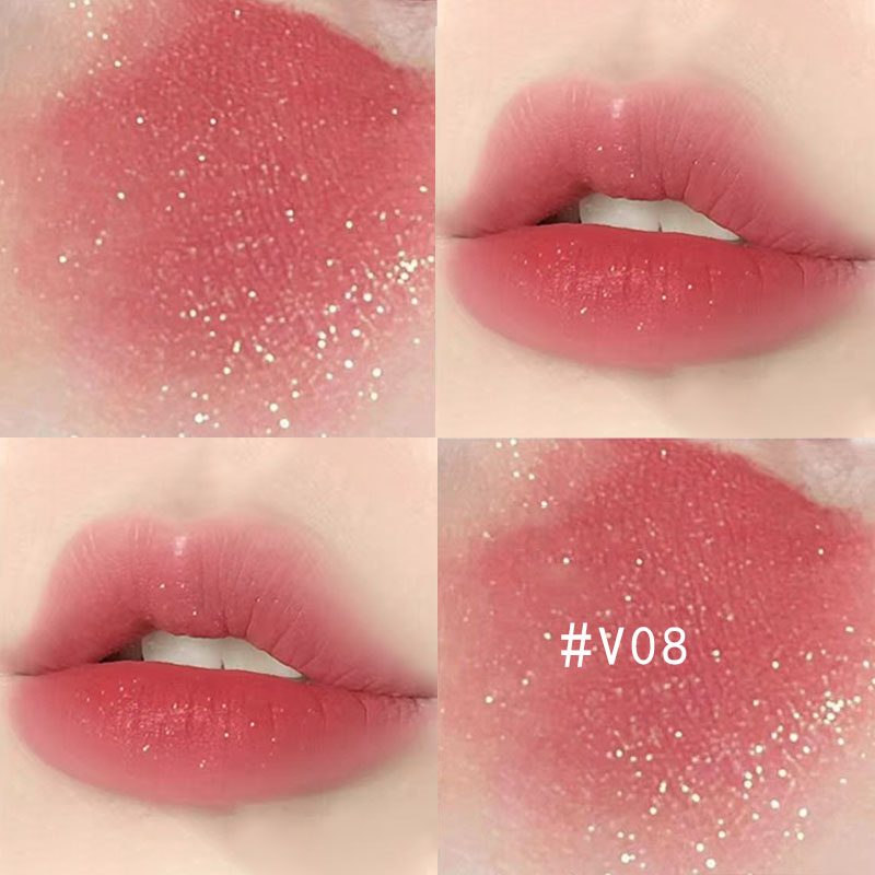 日记丝绒雾面唇釉V08豆沙色哑光口红v07胡萝卜色显白女正品学生款