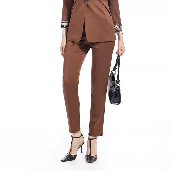 Shengyuzhu/声雨竹休闲裤女直筒小脚中高腰宽松显瘦纯色百搭长裤