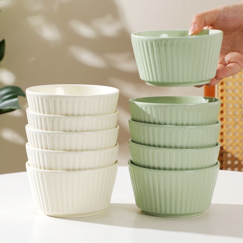 碗陶瓷家用新款奶油风吃饭碗4.5英寸米饭碗网红瓷碗罗马纹餐具