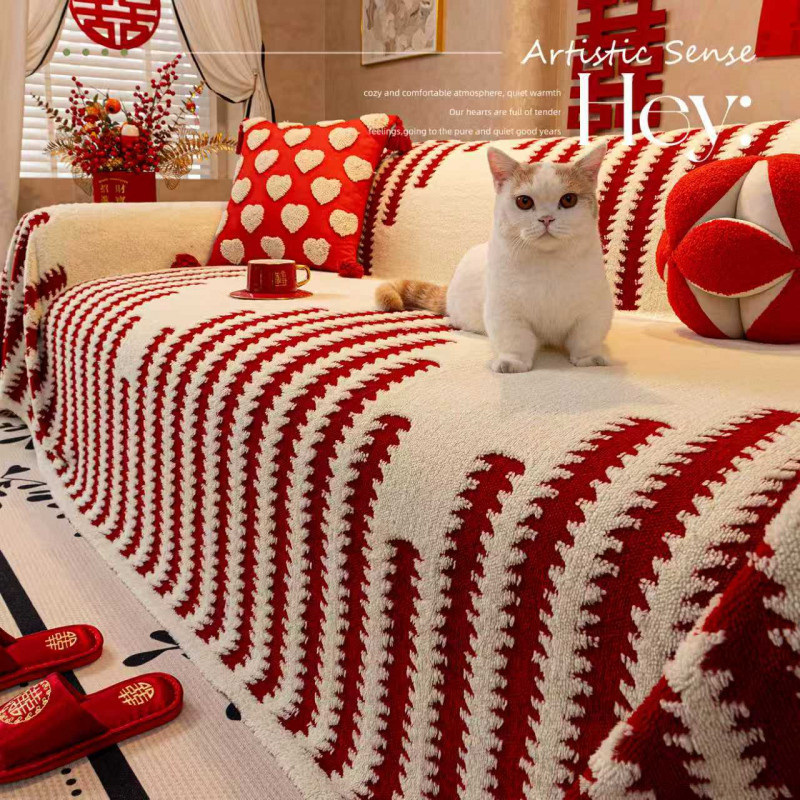 秋冬沙发巾毛绒沙发盖布加厚防滑轻奢高级感一片式坐垫全包套罩毯