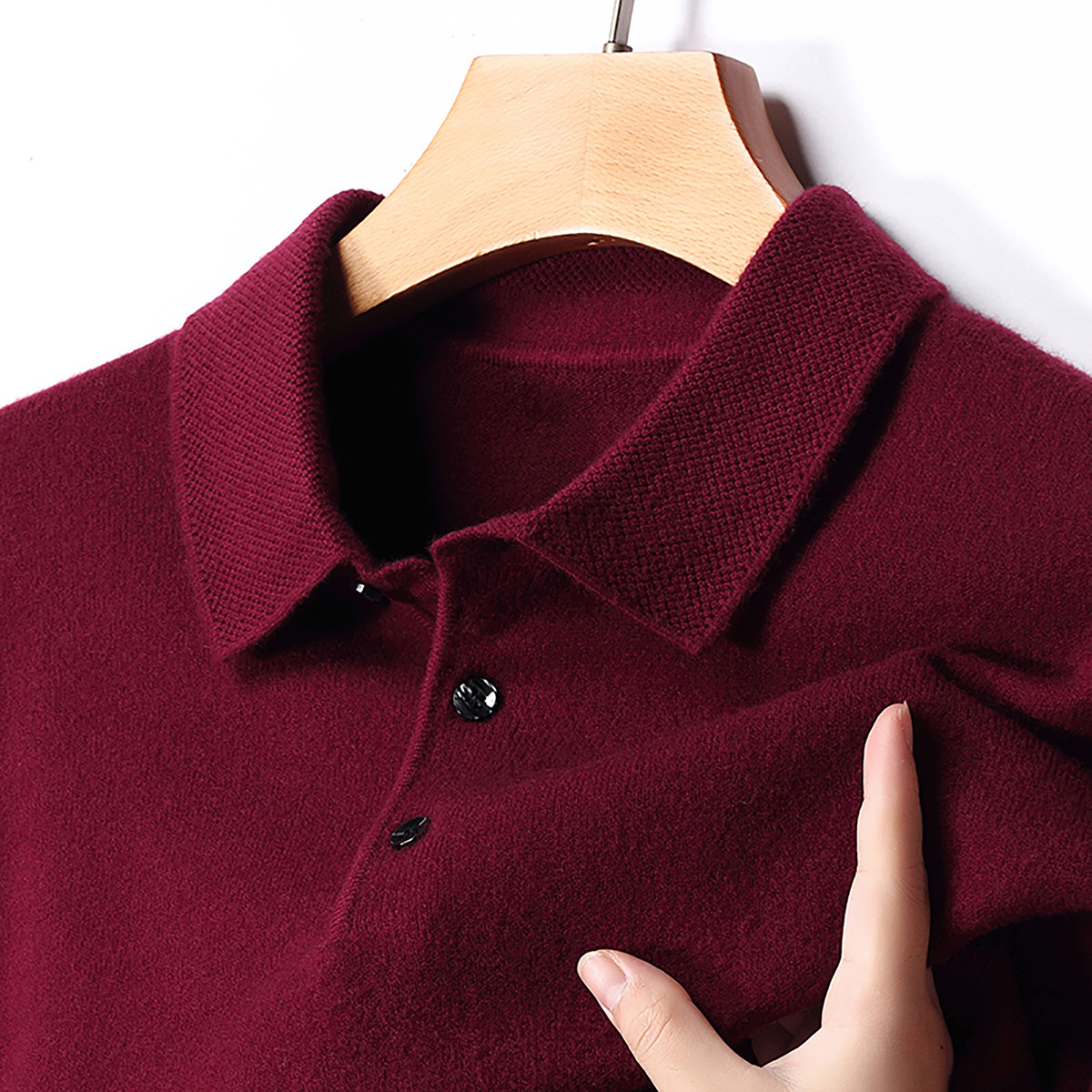 羊绒衫男纯色加厚毛衣加肥加大码中老年翻领保暖男T恤打底羊毛衫