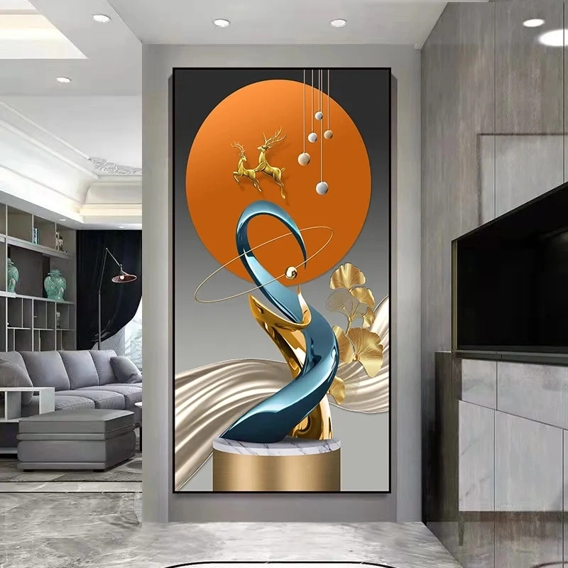 玄关客厅3d立体墙贴画自粘墙纸门贴入户走廊过道装饰背景墙壁纸画