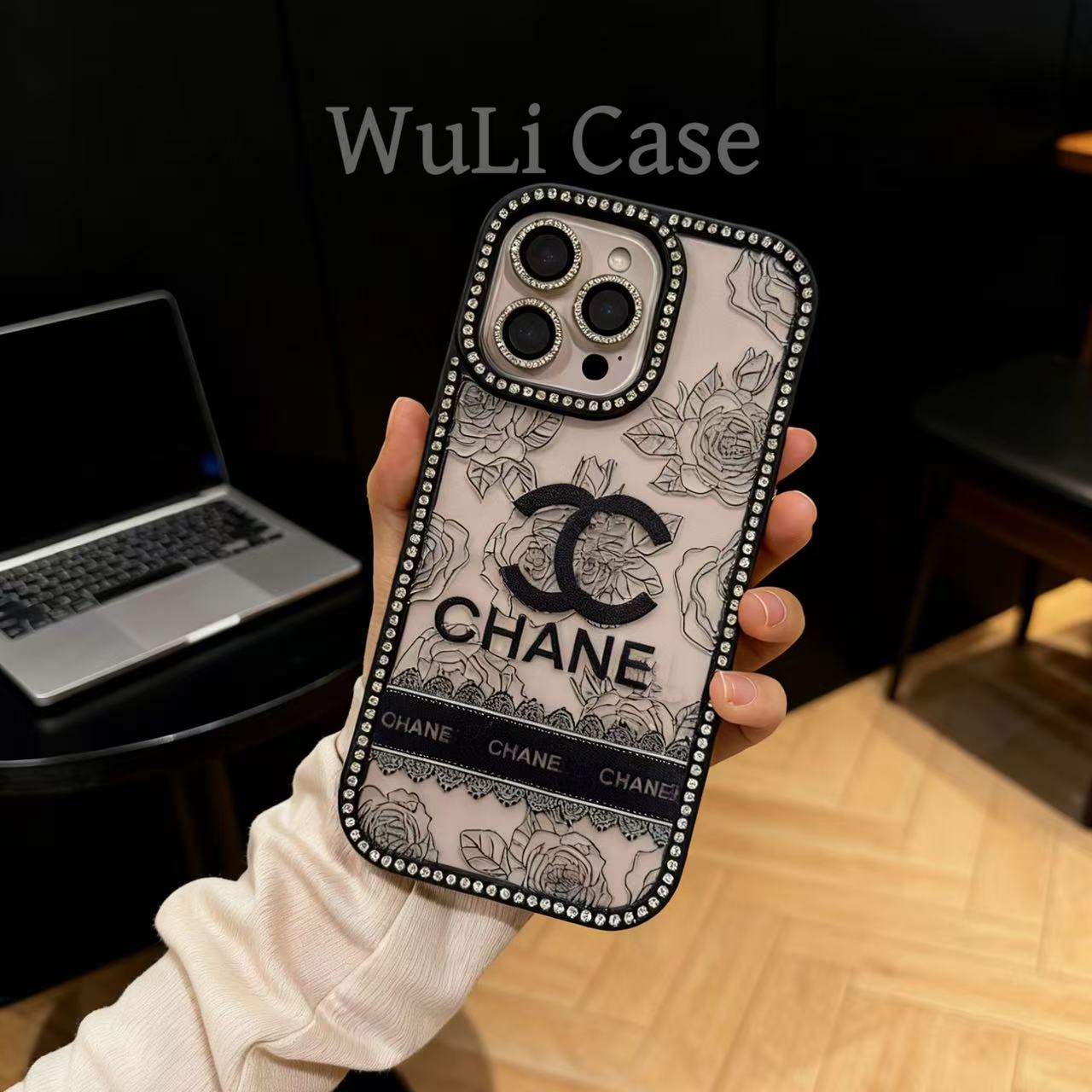 透黑蕾丝小香适用iphone17promax手机壳防摔气囊13 14 15保护壳女