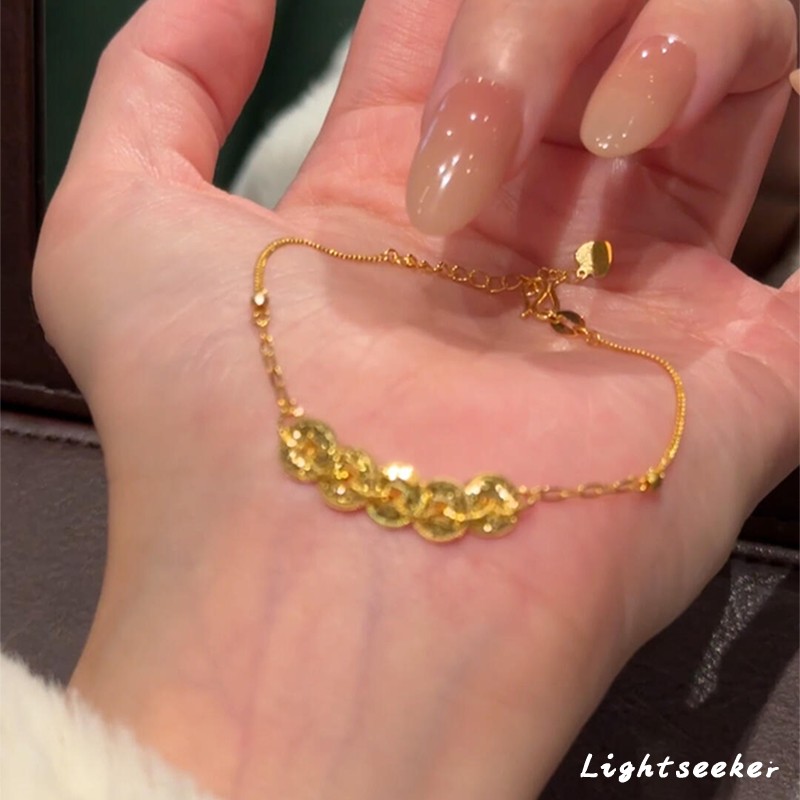 铜合金手链 新中式钱多多金币超闪五帝钱币手链女轻奢小众高级感