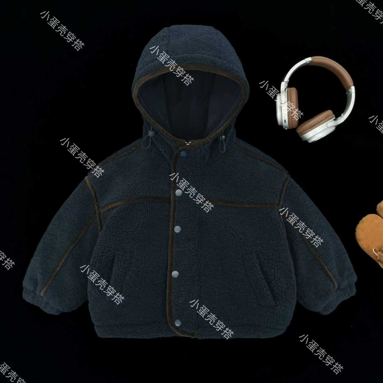 【小蛋壳】【现货】儿童秋冬新款韩版宽松加绒男童毛毛连帽外套