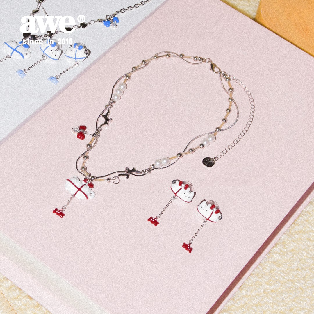 AWE 钛钢项链 朱志鑫同款蝴蝶猫咪流苏颈链女小众设计毛衣锁骨链