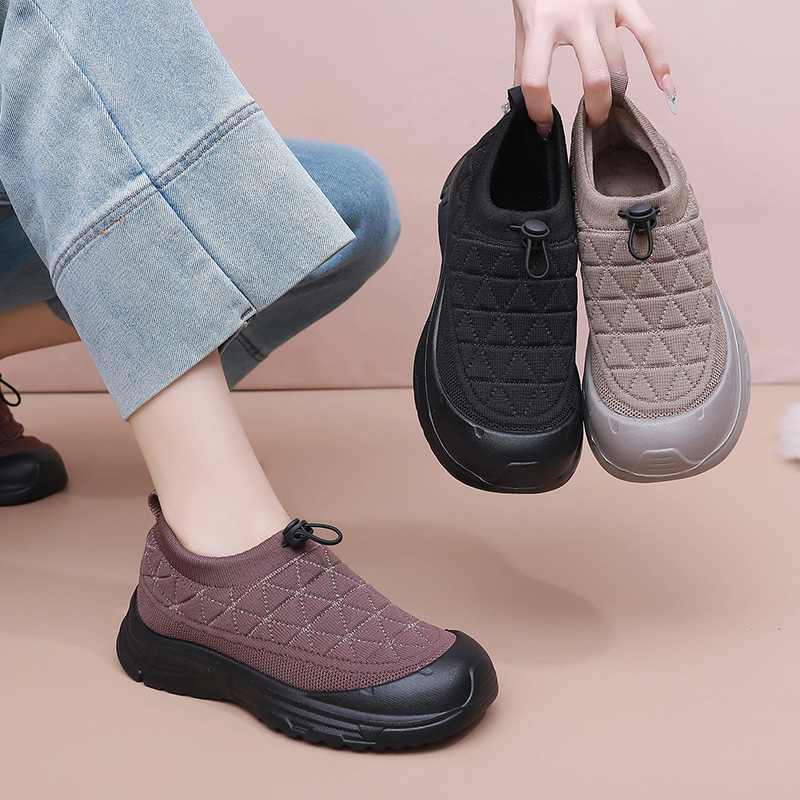 伴贝舒冬季加绒防滑棉鞋一脚蹬软底舒适轻便久穿不累女鞋妈妈棉鞋